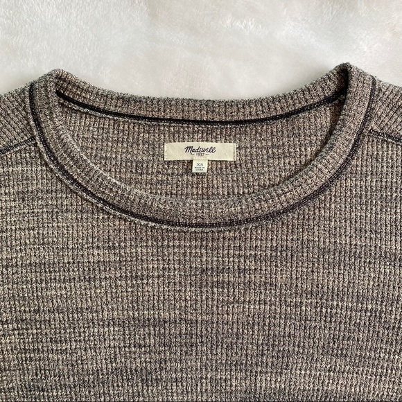 Madewell Thermal Side-Button Tee Rib Marled Tan Size XS - Picture 9 of 11